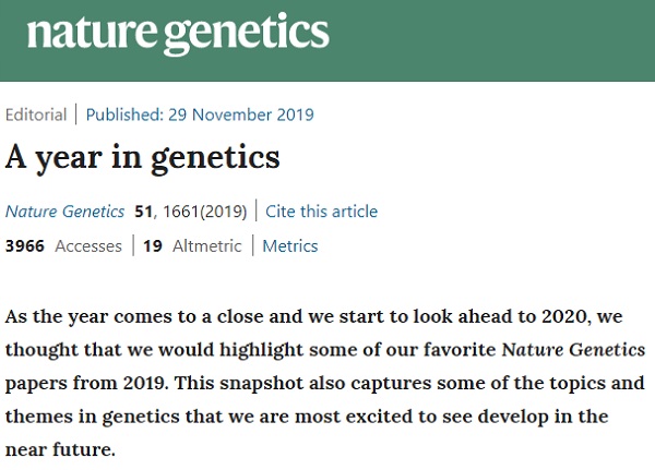 异曲同工！遗传学顶级科研成果共性凸显 | Nature Genetics精选